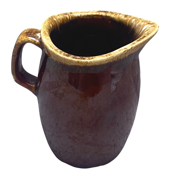 Hull Other - Vintage Hull Creamer Pitcher Oven Proof‎ Brown Drip Glaze Syrup 4.5"